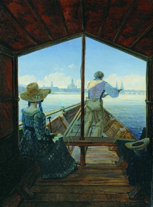 Barge Trip on the Elbe near Dresden by Carl Gustav Carus Oil Painting