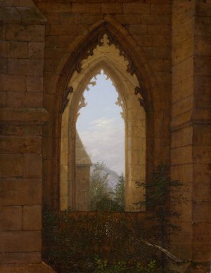 Gothic Windows in the Ruins of the Monastery at Oybin by Carl Gustav Carus Oil Painting