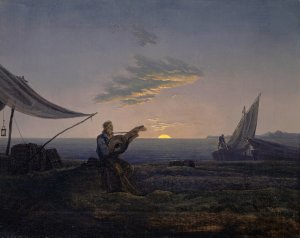Moon Rising over the Sea by Carl Gustav Carus Oil Painting