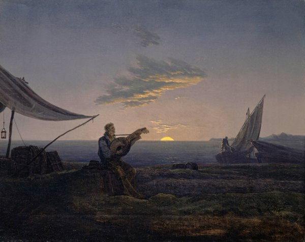 Main Product Photo of Moon Rising over the Sea  Painting by Carl Gustav Carus