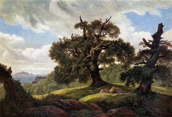 Main Product Photo of Oaks at the Sea Shore Painting by Carl Gustav Carus
