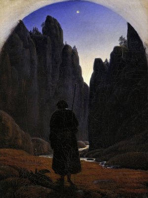 Pilgrim in a Rocky Valley by Carl Gustav Carus Oil Painting