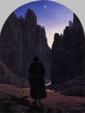 Pilgrim in a Rocky Valley by Carl Gustav Carus Oil Painting