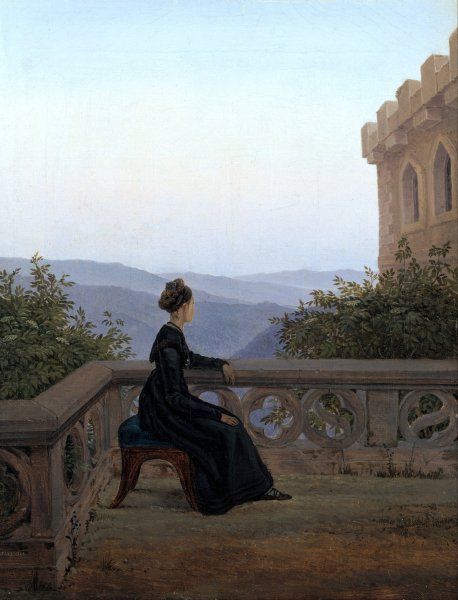 Woman on the Balcony by Carl Gustav Carus - Hand-Painted Oil Painting Reproduction