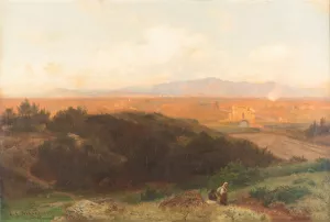 Sunset over the Roman Campagna Oil painting by Carl Gustav Rodde