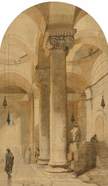 Main Product Photo of Interior of the Golden Gateway in the Temple area of Jerusalem Painting by Carl Haag