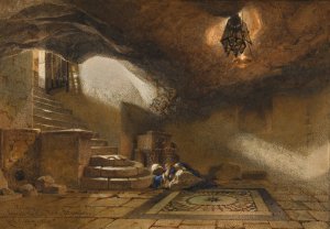 The cave beneath the Holy rock, Jerusalem by Carl Haag Oil Painting
