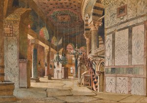 The inner corridor of the dome of the rock, Jerusalem by Carl Haag Oil Painting