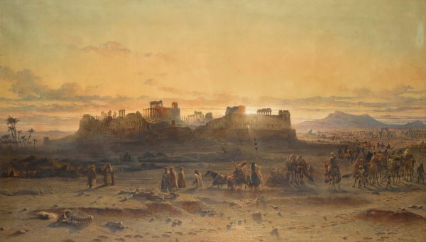 Main Product Photo of The ruins of the temple of the sun, Palmyra  Painting by Carl Haag