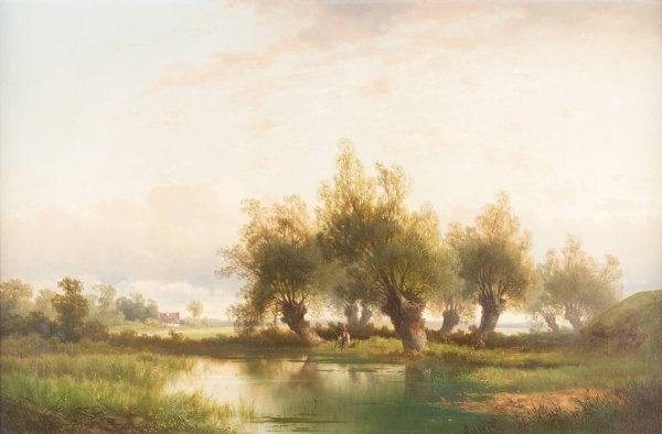 Main Product Photo of Angler under willows Painting by Carl Hasch