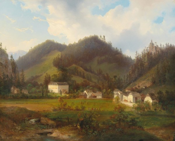 Main Product Photo of Blick auf Schloss Gutenstein Painting by Carl Hasch