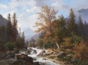 Gebirgsbach in der Ramsau by Carl Hasch Oil Painting