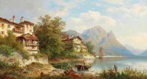 Motiv aus Gandria am Lago di Lugano by Carl Hasch Oil Painting