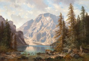 Pragser - Wildsee mit dem Seekofel Tirol by Carl Hasch Oil Painting