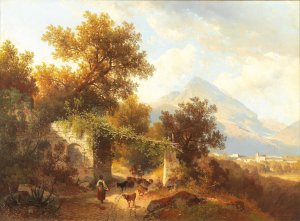 View Of Varrone With Monte S. Martino In The Sarca Valley, South Tyrol by Carl Hasch Oil Painting