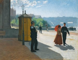 Soldiers Outside The Nationalmuseum, Stockholm by Carl Hedelin Oil Painting