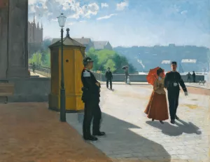 Soldiers Outside The Nationalmuseum, Stockholm by Carl Hedelin Oil Painting