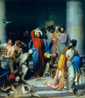 Casting out the Money Changers by Carl Heinrich Bloch Oil Painting