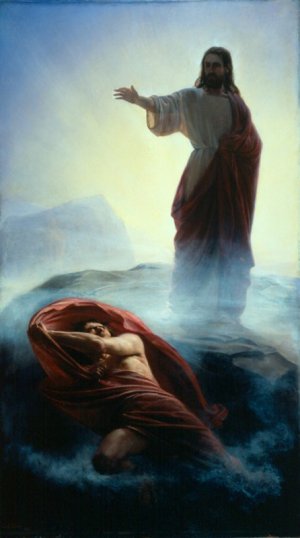 Denying Satan by Carl Heinrich Bloch Oil Painting