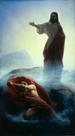 Denying Satan by Carl Heinrich Bloch Oil Painting