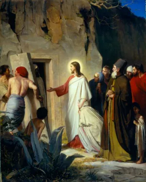 The Raising of Lazarus by Carl Heinrich Bloch - Oil Painting Reproduction