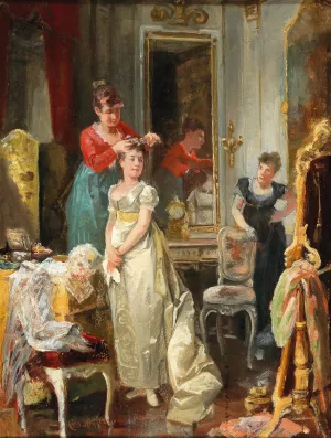 Adorning the Bride by Carl Herpfer Oil Painting