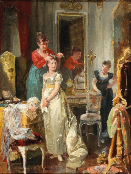 Adorning the Bride by Carl Herpfer - Hand-Painted Oil Painting Reproduction