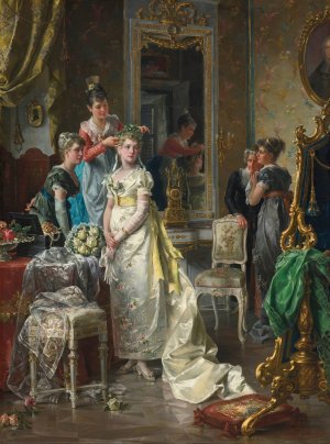 Dressing The Bride by Carl Herpfer Oil Painting
