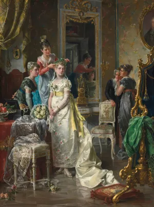 Dressing The Bride by Carl Herpfer Oil Painting