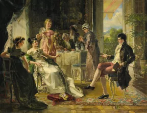 Repartee On A Summer Afternoon by Carl Herpfer Oil Painting