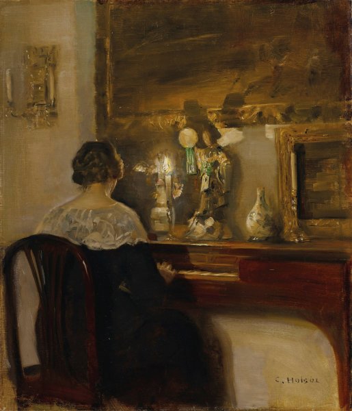 Main Product Photo of A Lady Playing the Piano Painting by Carl Holsoe