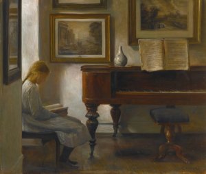 Girl In An Interior by Carl Holsoe Oil Painting