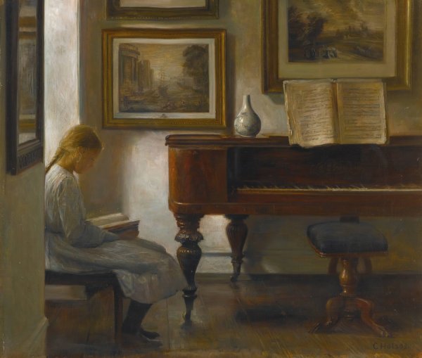 Girl In An Interior by Carl Holsoe - Hand-Painted Oil Painting Reproduction