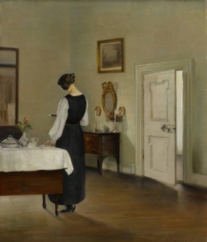 In the dining room by Carl Holsoe Oil Painting