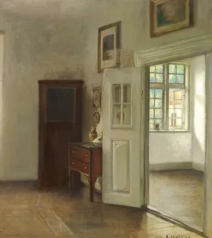 Interior med aben dor by Carl Holsoe Oil Painting