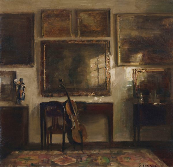 Main Product Photo of Interior with a Cello Painting by Carl Holsoe