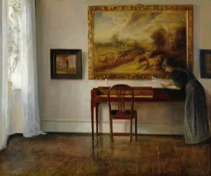 Interior with Painting by Carl Holsoe Oil Painting