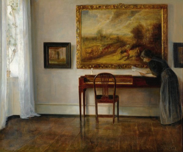 Main Product Photo of Interior with Painting Painting by Carl Holsoe