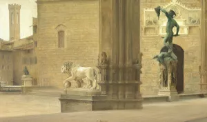 Parti fra Loggia dei Lanzi i Firenze by Carl Holsoe Oil Painting