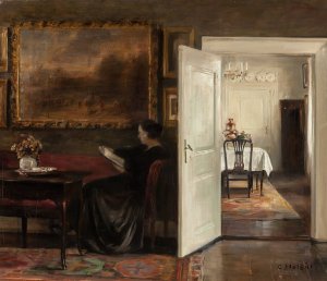 Reading on a Quiet Afternoon by Carl Holsoe Oil Painting