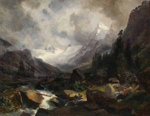 Tal mit Bergbach by Carl Hummel Oil Painting