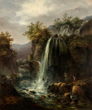 Waterfall by Carl Johan Fahlcrantz   Oil Painting