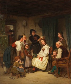 Die Brautschmuckung by Carl Johann Lasch Oil Painting