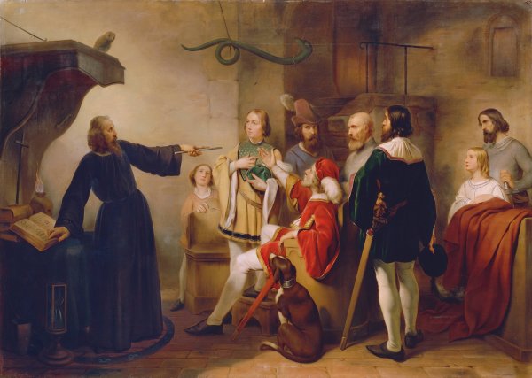 Ein Astrologe weissagt Rudolf von Habsburg  by Carl Johann Nepomuk Hemerlein - Hand-Painted Oil Painting Reproduction