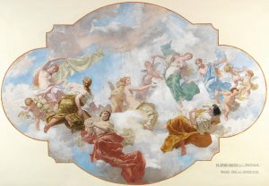 Bozzetto for the ceiling fresco in the dance hall of the Paul Ritter von Schoeller Palace in Vienna by Carl Johann Peyfuss Oil Painting