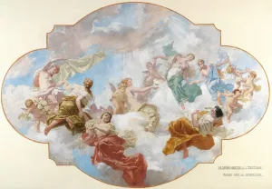 Bozzetto for the ceiling fresco in the dance hall of the Paul Ritter von Schoeller Palace in Vienna by Carl Johann Peyfuss Oil Painting
