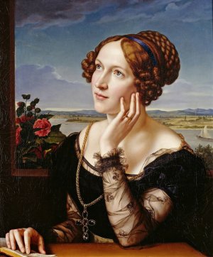 Wilhelmine Begas, The Artists Wife by Carl Joseph Begas Oil Painting