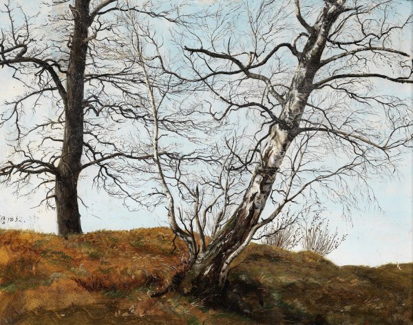 Oak and Birch  by Carl Julius Von Leypold - Hand-Painted Oil Painting Reproduction