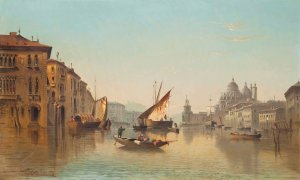 Vessels on the Grand Canal, Venice by Carl Kauffman Oil Painting