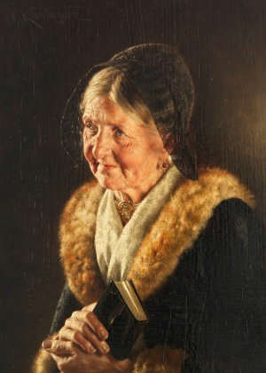 Alte Dame mit Gebetsbuch by Carl Kronberger Oil Painting